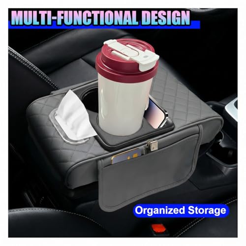 Leather Car Center Console Cover (Grey)
