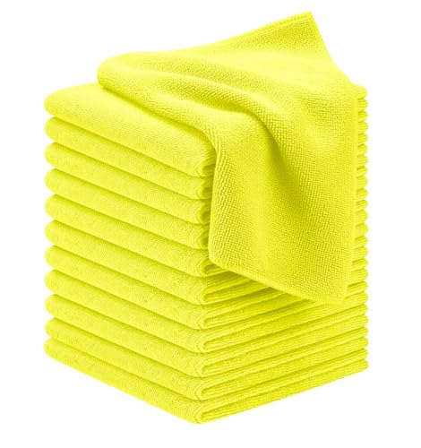 Microfiber Cleaning Cloths (Pack of 12 - 12x12 Inches / Yellow)