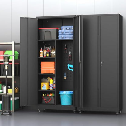 Metal Garage Storage Cabinet with 2 Doors (Black / 71"H(2-Door))