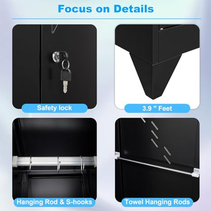75" Metal Storage Cabinet with Lock (75"h Dark Black)