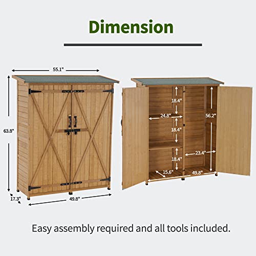 Outdoor Storage Cabinet with Shelves (Natural)