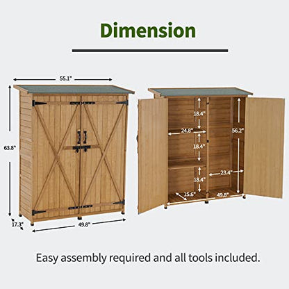 Outdoor Storage Cabinet with Shelves (Natural)
