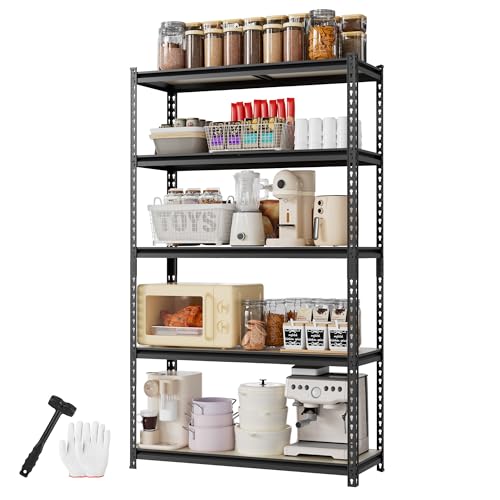 5 Tier Storage Shelf (Black / 27.6"W x 11.8"D x 60"H)