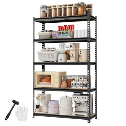 5 Tier Storage Shelf (Black / 27.6"W x 11.8"D x 60"H)
