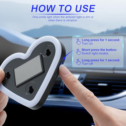 Heart Shaped Solar Powered Car LED Interior Ambient Light (Blue / 1PCS)
