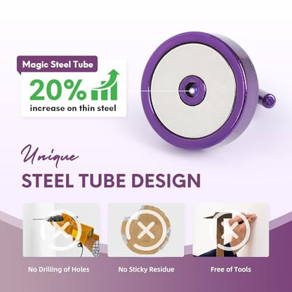 Magnetic Hooks Steel Tube Design for Cruise (Purple / 80lb Magnetic Hooks)