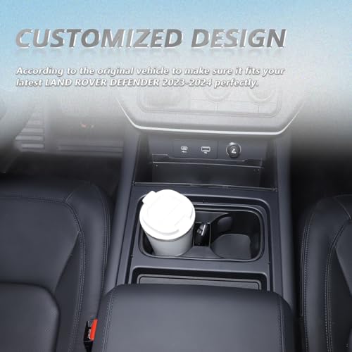 Black Center Console Cup Holder Compatible with Land Rover Defender 90 110 130 2020 (For Defender 2022-2024)