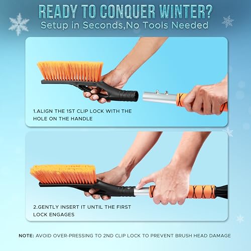 27" Ice Scraper for Car Windshield and Car Snow Brush (Blue & Orange)
