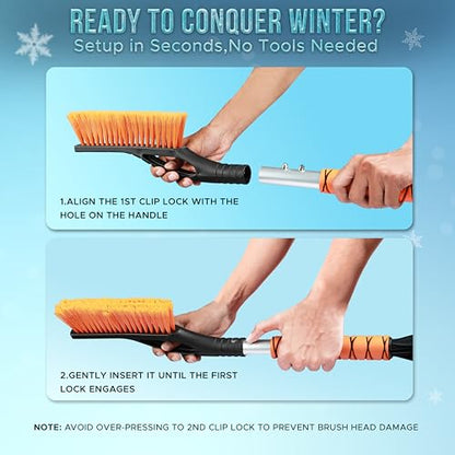 27" Ice Scraper for Car Windshield and Car Snow Brush (Blue & Orange)