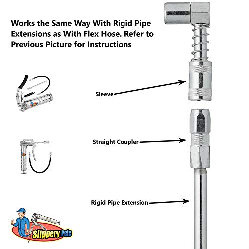 90 Degree Grease Coupler Snaps on to Grease Fittings in Tight Spaces (Standard Zerk Inlet)