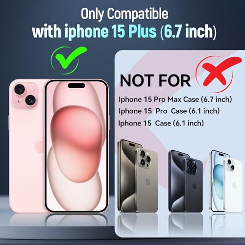 Heavy Duty Phone Case for 15 Plus Case with Slide Camera Cover Black (★ iPhone 15 Plus 【6.7 inches】 / Black)