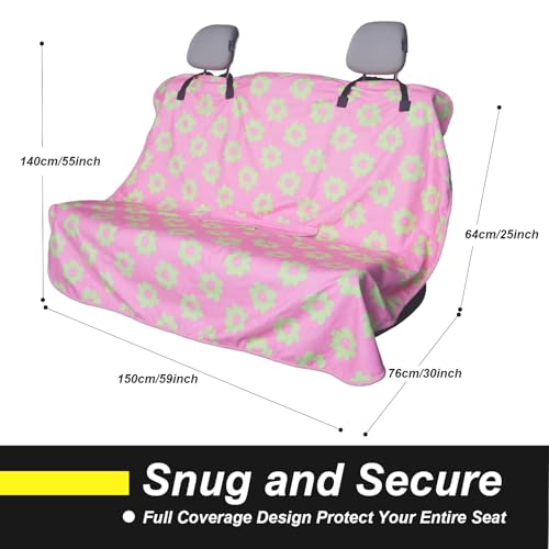 Back Seat Cover for Car Trucks Van SUV Jeep (Rear Bench Seat Towel / Flower and Pink)