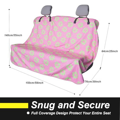 Back Seat Cover for Car Trucks Van SUV Jeep (Rear Bench Seat Towel / Flower and Pink)