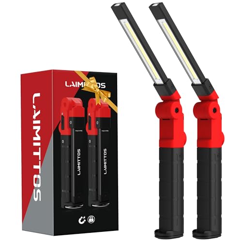 Rechargeable Work Light 2200mAh Magnetic LED Work Light Flashlight Mechanic Light Tool for Men Him (350 Lumens + 350 Lumens)