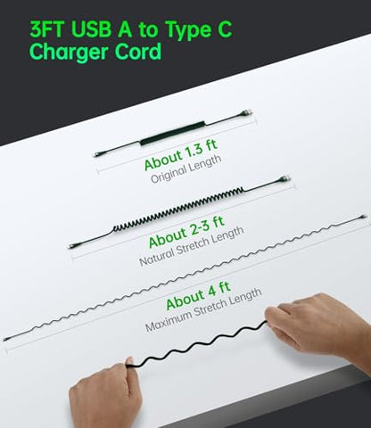USB to USB C Cable Fast Charging 66W (3FT / USB A to USB C / Green)