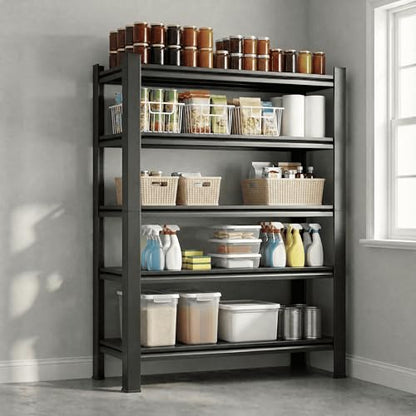 5 Tier Heavy Duty Storage Shelves with Lockable Casters (72" H X 31.5" W X 17" D,)