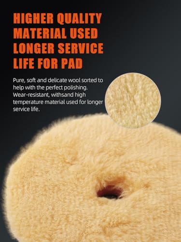 Wool Polishing Pads (2Pcs 5Inch Yellow Coarse Wool / 5 Inch (125mm))