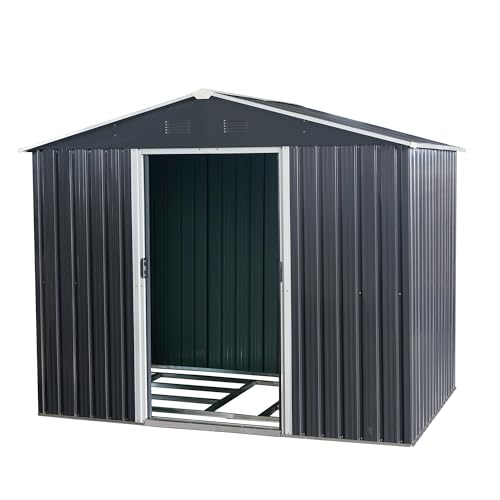 6x8 FT Outdoor Storage Shed (6x8 FT/No Window / Black)