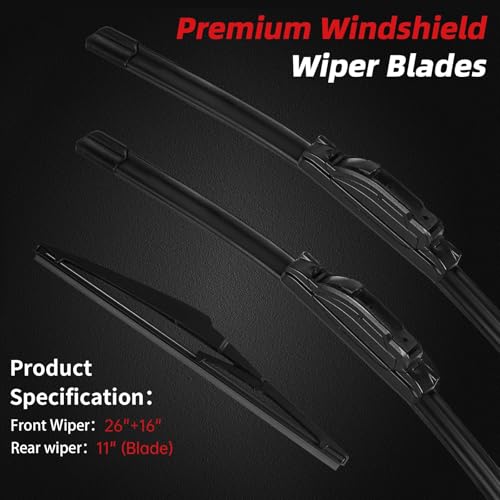 Windshield Wiper Blades Replacement for Hyundai Kona 2018 (26"+16"+11"(U/J Hook))