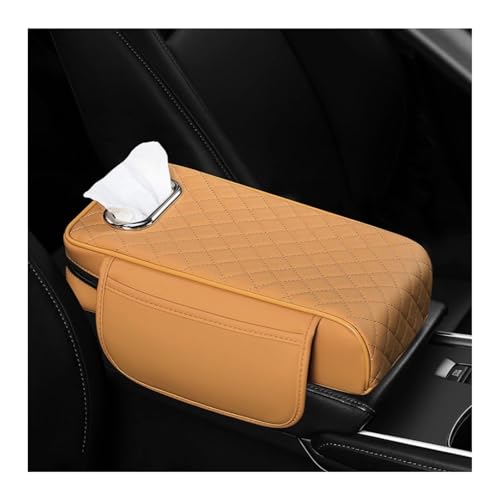 Memory Foam Car Armrest Cushion 2025 New Car Center Console Cushion Pad Car Truck Armrest Cover Auto Center Console Lid Center Armrest Cover Car Console Armrest Organizer Storage (Yellow)