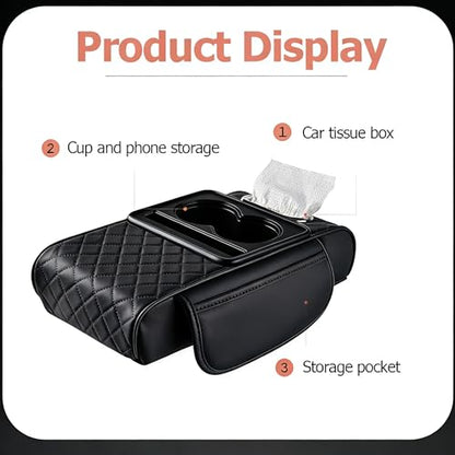 Automotive Armrests Car Console Organizer and Console Cover (Black)