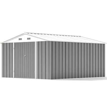 10 x 12 FT Metal Storage Shed for Outdoor with Floor Frame (Gray / 10x12 FT)