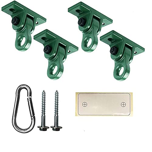 Heavy Duty Green Swing Hangers Screws Bolts Included Over 5000 lb Capacity Playground Porch Yoga Seat Trapeze Wooden Sets Indoor Outdoor (4 Pack / 4 Packs Green)