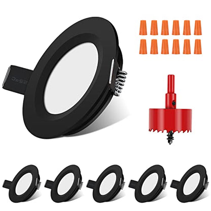 12V Recessed LED Puck Lights (Cool White, Black)