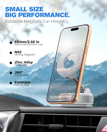 Magnetic Car Phone Holder for MagSafe (White)