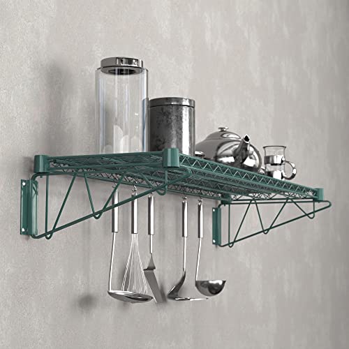 14" x 48" Green Epoxy Wire Wall Mount Shelf (Green / 14" x 48")