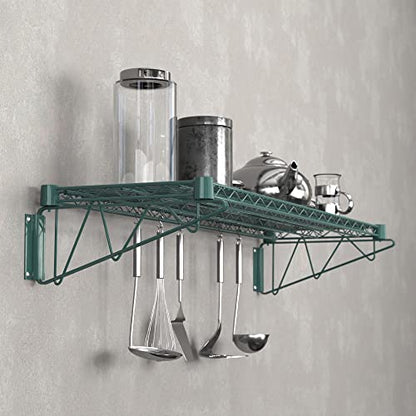 14" x 48" Green Epoxy Wire Wall Mount Shelf (Green / 14" x 48")