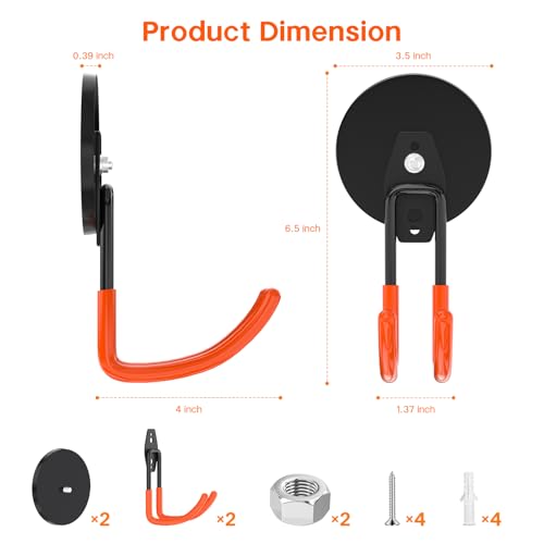 Magnetic Hooks Heavy Duty Magnet with Hooks (Orange_J / Large)