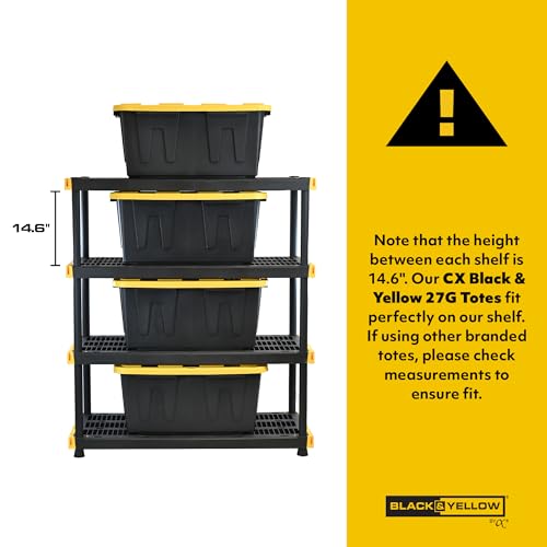 4 Tier Heavy Duty Plastic Storage Shelves for Garage Organization (4-Tier)