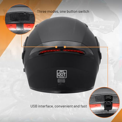 DOT Motorcycle Full Face Helmet (Matte Black-Led / XX-Large)