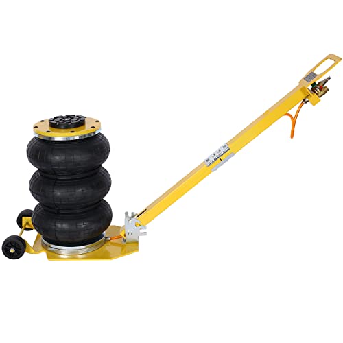 3T Triple Bag Air Jack 6600lbs Pneumatic Jack 3s Fast Lift Up 16in Airbag Jack with Adjustable Long Handle Heavy Duty Triple Air Bag Jack Lift for Cars Garage (3 Ton / yellow)