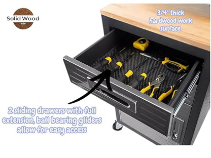 Heavy Duty Rolling Storage Cabinet with Wheels and Drawers (1 Door, 2 Drawer (20" W x 18" D x 34.7" H) / Graphite)