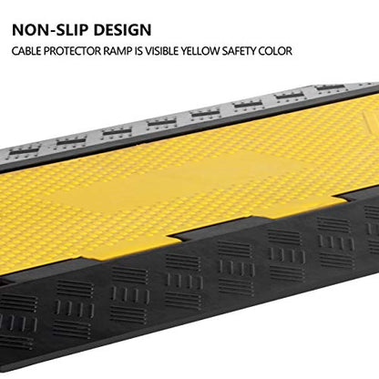 1 Pack Rubber Cable Ramp Hose Cable Protector Ramp 5 Channel 22000Lbs Load Capacity Traffic Speed Bump Wires Power Lines Extension Cord Cover for Indoor Outdoor (22000Lbs-5Channel-1Pack)