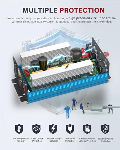6000 Watt Pure Sine Wave Power Inverter DC 48V to 110 (Blue / 6000W - 48V)