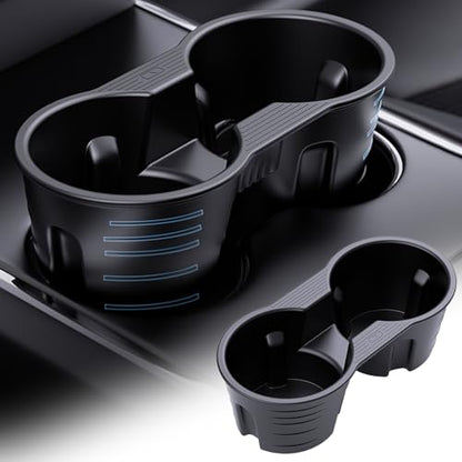 Car Center Console Cup Holder Insert Compatible with Tesla Model 3 & Y (Gray)