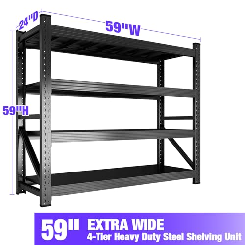 Metal Garage Shelving Unit (4-Tier,59" W x 24" D x 59" H)