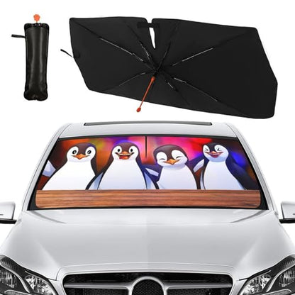 Funny Penguin Car Windshield Sun Shade Umbrella Foldable Sunshade (57X31 Inch / styled45f-7)