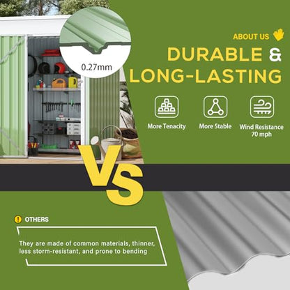 3' x 5' Metal Outdoor Storage Shed (GREEN / 3x5)