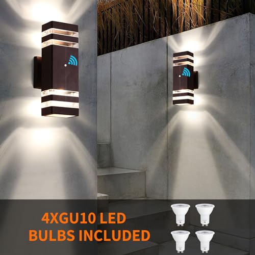 2 Pack Outdoor Light Fixtures (Brown / 2 Layer - 12 Inch)