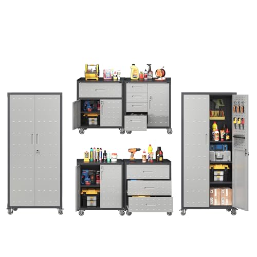 Garage Cabinet System (Black/Grey / 6 Pcs-StyleA)