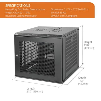 9U Wall Mount Rack Network Cabinet for 19" IT Equipment (9U/Mesh Door)
