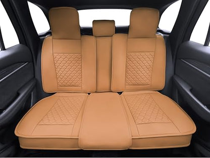 Car Seat Cover Full Set Leather Waterproof Front Rear Cognac (Cognac)