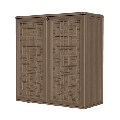 Indoor Outdoor Storage Cabinet with Doors and Shelf (Brown)