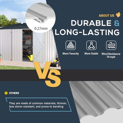 10' x 14' Waterproof Metal Outdoor Storage Shed (WHITE / 10x14)