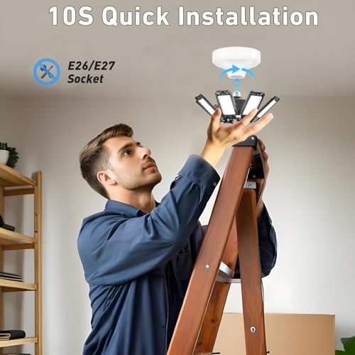 Garage Light 240W 24000LM 6500K Garage Lights Ceiling LED with 8+1 Deformable Panels (8+1 Panels)