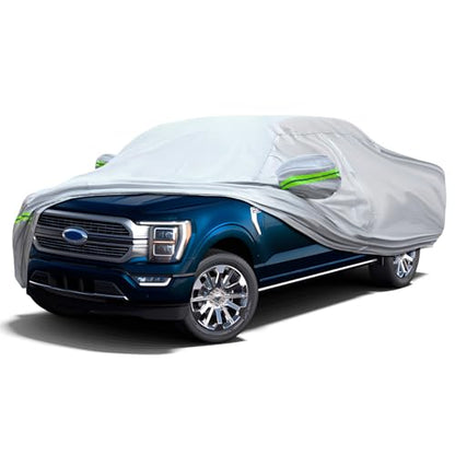 Truck Pickup Car Cover (Green reflective strip / 8/ P-M For Pickup-Length ( 198"-220" ))